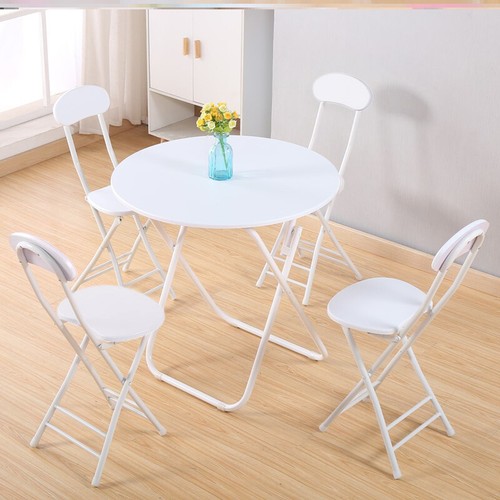 Portable Folding Dining Table Chairs Indoor Outdoor Bistro Set Steel X Shape Leg - Picture 41 of 47