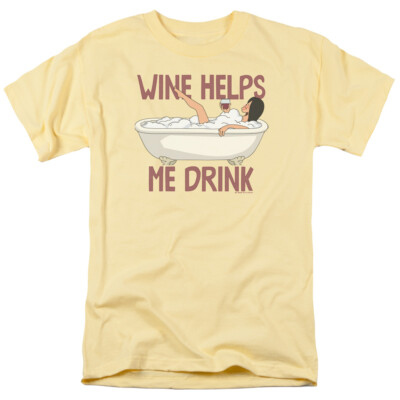 Bobs Burgers Wine Helps T Shirt Mens Licensed Cartoon Merch