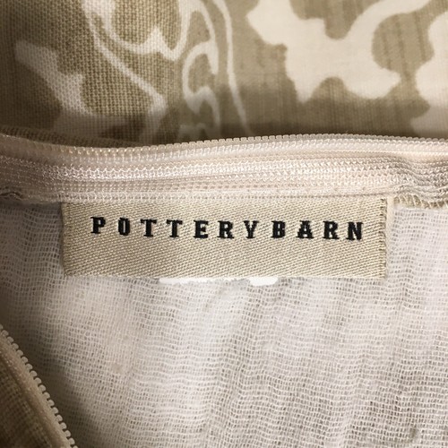 Pottery Barn Euro Pillow Shams Set 2 Tan Off White Zipper 22x22 in Contemporary - Picture 6 of 8