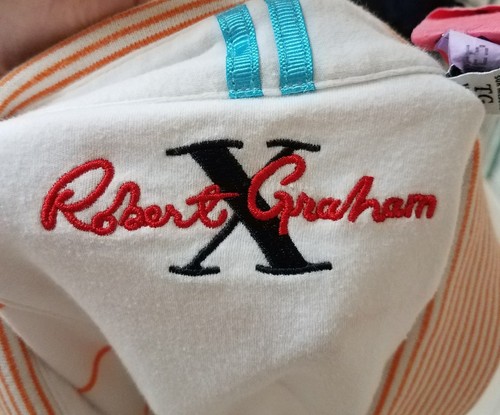Robert Graham X Logo Herren Polo Knopf weiß mit orangen Streifen XL Kurzarm - Bild 9 von 11