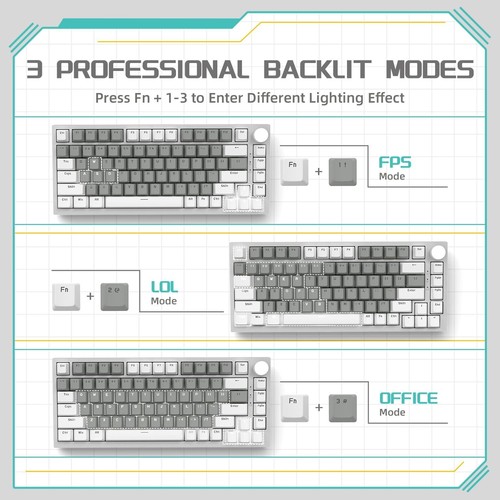 Perilla de junta de teclado mecánico con cable intercambiable en caliente ATTACK SHARK x AJAZZ AK820 PBT - Imagen 40 de 71