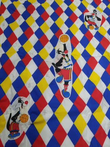 Vintage SPACE JAM WARNER Bros Looney Tunes Sylvester Basketball handmade quilt - Picture 3 of 4