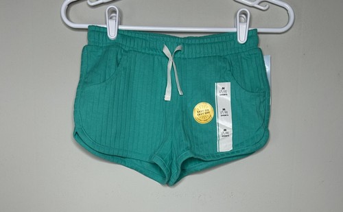Cat & Jack Shorts Girl's M (7/8) Ribbed Dark Mint Green Drawstring Casual NWT - Picture 1 of 11