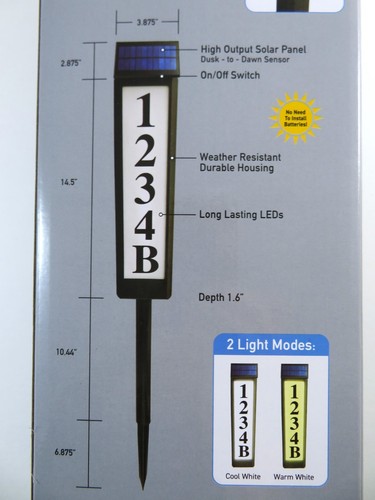 Sensor Brite Solar Powered Address Light LED House Number Sign Wireless New - Picture 3 of 16