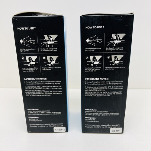 Lote de 2 tapones para los oídos de espuma suave Mpow HP055A 60 pares 34 dB SNR caza viaje - Imagen 3 de 4