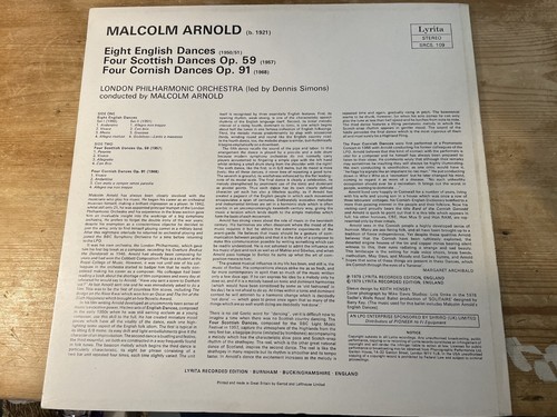 MALCOLM ARNOLD - ENGLISH, CORNISH & SCOTTISH DANCES(1979) SRCS.109 Lyrita 1st LP - Imagen 2 de 4