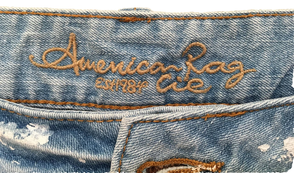 Pantalones Cortos Vaqueros AMERICAN RAG Cie Corazones y Rayas Bandera Azul Jean Talla 9 Real 32W Foto 3 de 4