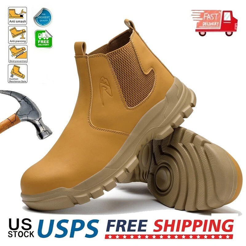 Mens High Top Safety Shoes Indestructible Steel Toe Work Boots Protective Boots