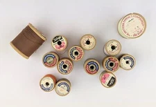 Old Wooden Spools of Thread Lot All Wood | 14 Vintage Wood Thread Empty Spools