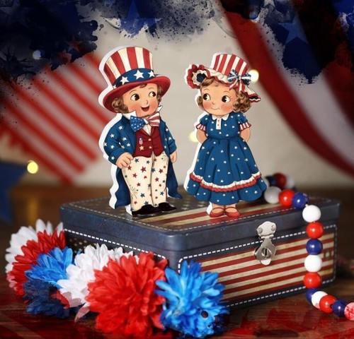 2 Pcs 4th of July Tiered Tray Decor Patriotic Table Sign Memorial Day Table Deco - Picture 6 of 6