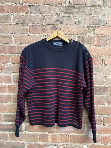 Saint James Girls Breton Sweater, Sz 14, Blue Red Stripe Wool Blend, France - Picture 1 of 9