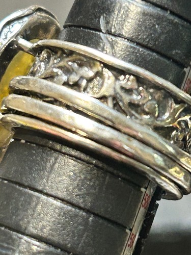ISRAEL QVC DESIGNER SIGNED STERLING SILVER WIDE-BAND SPINNER MOONSTONE RING SZ 8 - Picture 4 of 6