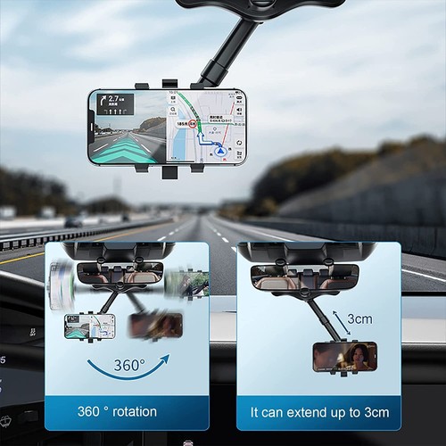 Retractable And Rotatable 360° Car Phone Holder Multifunctional Rearview Mirror - Picture 7 of 8