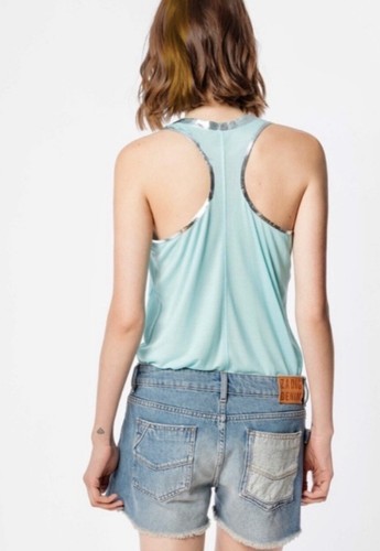 ZADIG & VOLTAIRE PARIS SAMUEL FOIL LAGON HALTER NECK T-SHIRT SIZe M NWT -$118 - Bild 4 von 11