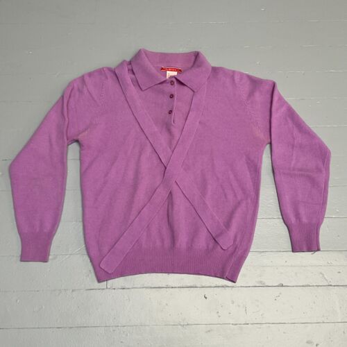 Vintage halston III Maglione Lavanda Lambswool Angora Anteriore Cravatta - Foto 6 di 10