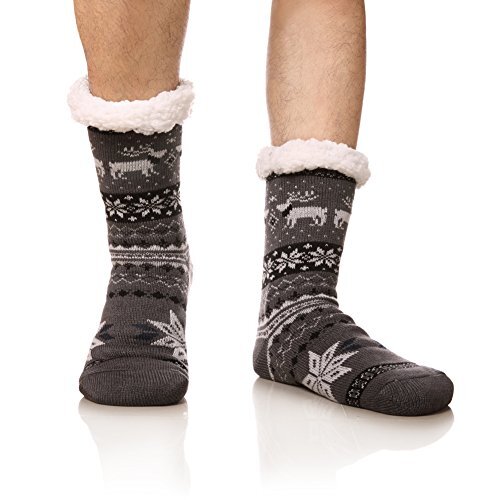 Herren Winter Thermo Vliesfutter Strick Slipper Socken weich Einheitsgröße dunkelgrau - Bild 2 von 7