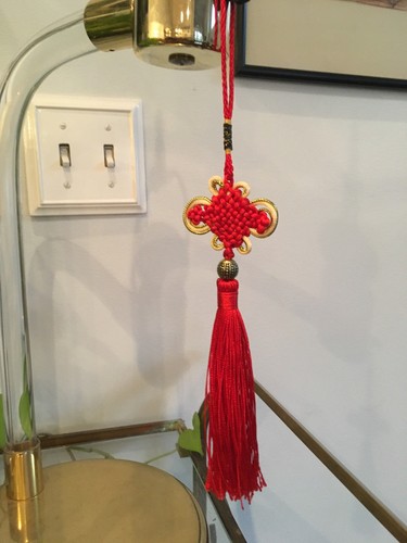 Vintage Mid Century Chinese Japanese Asian Woven Hanging Beaded Tassel - Picture 9 of 9