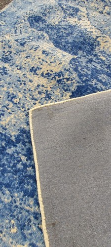 Handgefertigter 80 % Wolle 20 % Baumwolle handgetufter blauer Farbteppich 150x240 CM - Bild 5 von 5