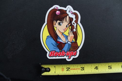Hook-Ups Skateboards sexy Anime Raucher Mädchen Z60A Vintage Skateboarding AUFKLEBER