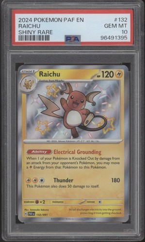 Raichu Pokemon Paldean Fates Shiny Rare #132 PSA 10