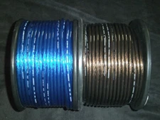 PER 5 FT 8 GAUGE SPEAKER WIRE BLUE BLACK CABLE AWG STEREO CAR HOME MONSTER SUBS
