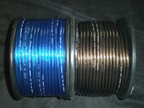 PER 5 FT 8 GAUGE ALTOPARLANTE FILO BLU NERO CAVO AWG STEREO AUTO CASA MONSTER SUBS - Foto 1 di 4