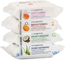 SpaScriptions Makeup Cleansing Wipes 30 CT, Variety 4 pack, 120 Count Total