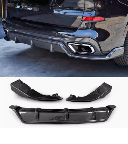 Carbon Fiber Rear Bumper Lip Diffuser Spoiler 3Pcs For BMW X5 G05 M 2019-2023 - Picture 2 of 8