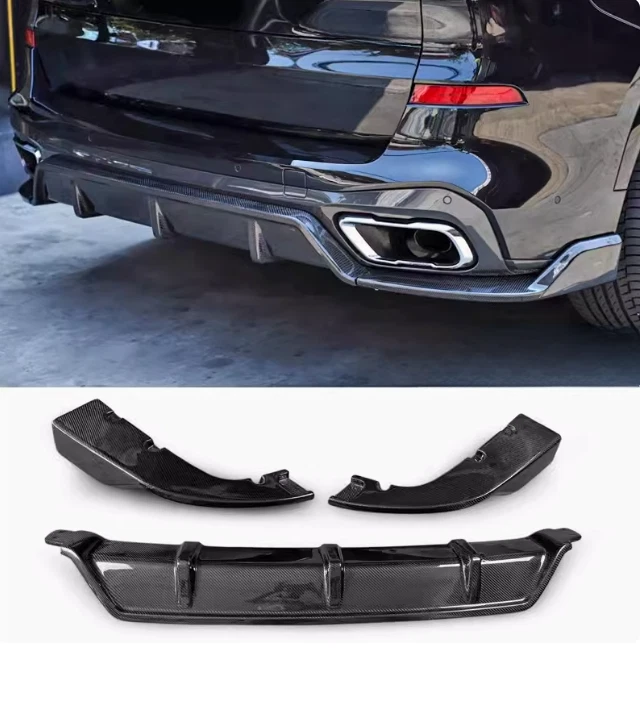 Carbon Fiber Rear Bumper Lip Diffuser Spoiler 3Pcs For BMW X5 G05 M 2019-2023 - Image 2 of 4