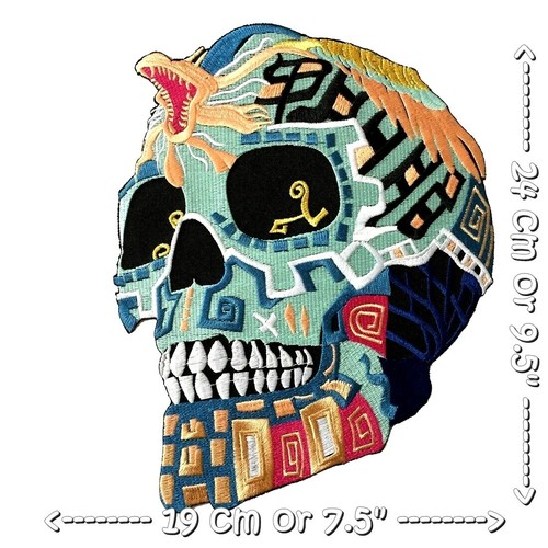 Skull Snake Beautiful Color Art Biker Iron on Embroidered Big Back Patch XL - Picture 4 of 6