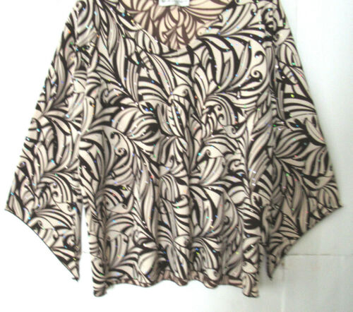 NWT Dressbarn Womens 2X Top Uptown Cottagecore Silver Sequins 3/4 Split Sleeve - Picture 3 of 5