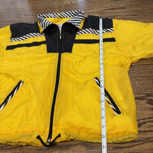 Vintage Active Stuff Yellow Bumble Bee Womens Jacket Windbreaker 80s 90s P Small - Picture 11 of 12