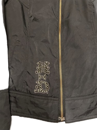 Harley Davidson Moto Jacket Women Y2K Embroidery Rhinestone Wings On Back  SZ M - Picture 3 of 6