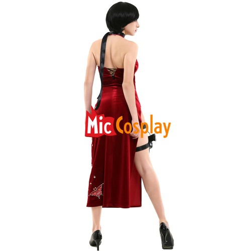 Para mujeres Ada Wong Disfraz Juegos con disfraces Rojo Cheongsam Vestido Mujer Halloween Conjunto - Imagen 4 de 11