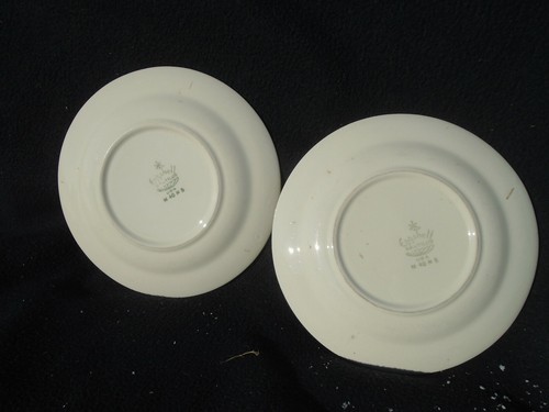 Two Eggshell Nautilus 6" Plates Needlepoint Floral Design - Picture 3 of 3