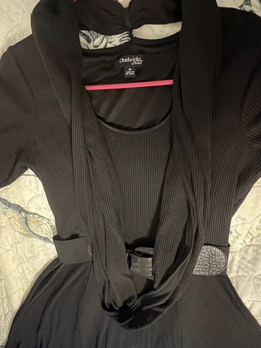 Vestido de noche Chadwicks of Boston con cinturón y bufanda, talla mediana - Imagen 5 de 10