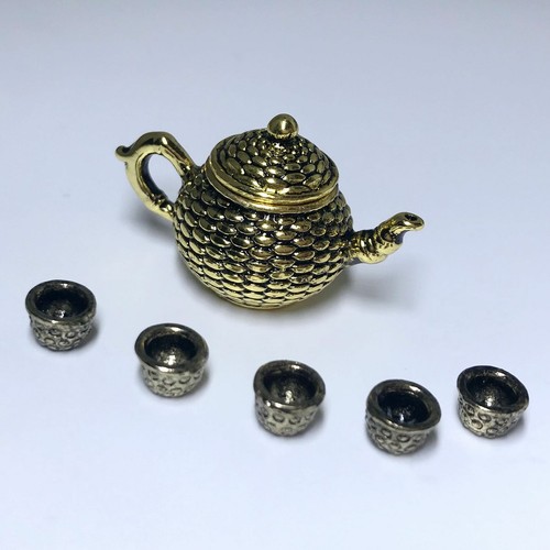 Casa delle Bambole 6PZ Miniatura 1/12 Vintage Teiera Tazze Set Cucina Kit Accessori - Foto 2 di 13