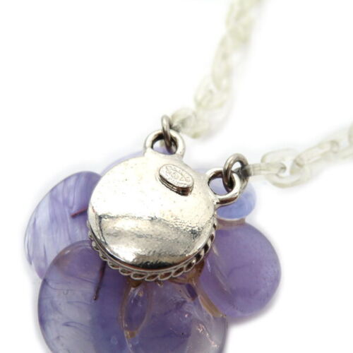 Chanel Camellia Cocomark Flower Purple Clear Necklace Pendant 40cm Accessory - Picture 6 of 6