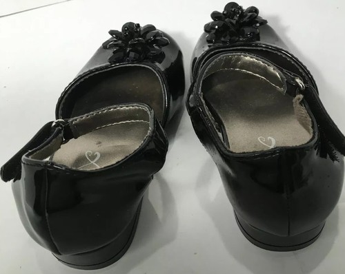Toddler~143 Girl Brand~SZ 5~Faux Patent Leather Mary Janes~Beaded Flower Accent - Picture 6 of 10