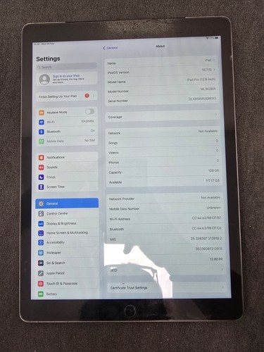 Apple iPad Pro 1st 128GB, Wi-Fi + Cellular (Unlocked), 12.9in - Space Grey A1652 - Afbeelding 2 van 12