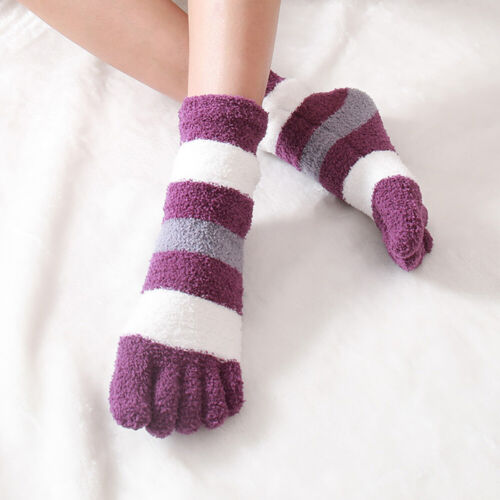3/2 Stück Dicke Warme Fünf-Finger-Socken Schlafsocken Plüsch-Korallen-Fleece- с - Bild 10 von 17