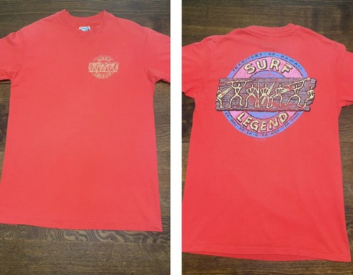 Surf Legend Hawaii T Shirt Vintage 80s Single Stitch Surfboard Red Cotton Size L - Picture 1 of 11