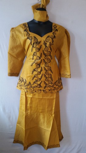 Women Clothing African Dashiki Skirt Suit Attire Mustard Free Size Print #9319 - Bild 3 von 7