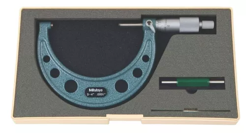 3-4" MITUTOYO MCROMETER 103-218 NEW RATCHET THIMBLE CARBIDE FACE .0001"