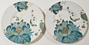 222-Fifth-Eliza-Teal-Porcelain-TWO-Salad-Plates-8-3-4-034
