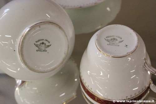 TAZZA DA TE' ANTICA IN PORCELLANA BONE CHINA + BROCCHETTA SET COLAZIONE INGLESE - Picture 4 of 5