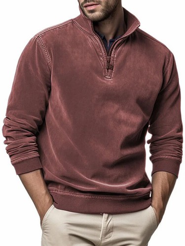 Sudadera con capucha informal de media cremallera para hombre manga larga cuello alto sudadera con capucha pulóver Prendas para el torso - Imagen 4 de 30