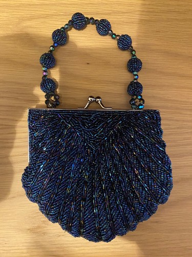 Clutch Vintage Türkis Perlen Stil