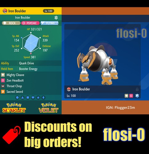 6IV Iron Crown & Iron Boulder Pokemon Scarlet & Violet - Picture 3 of 3