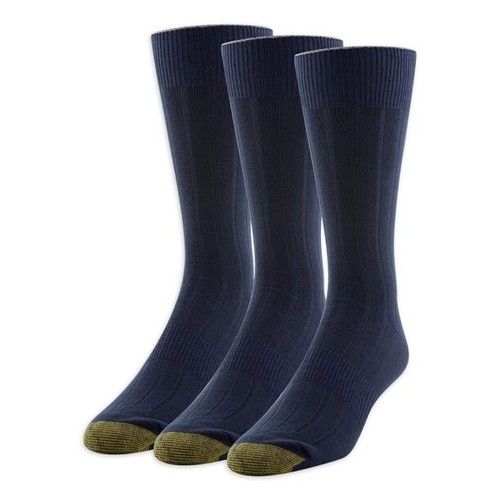 New Gold Toe Men's Extended Size Men's Gold Toe Dress Rib Crew Socks 3 Pair Pack - Picture 7 of 15